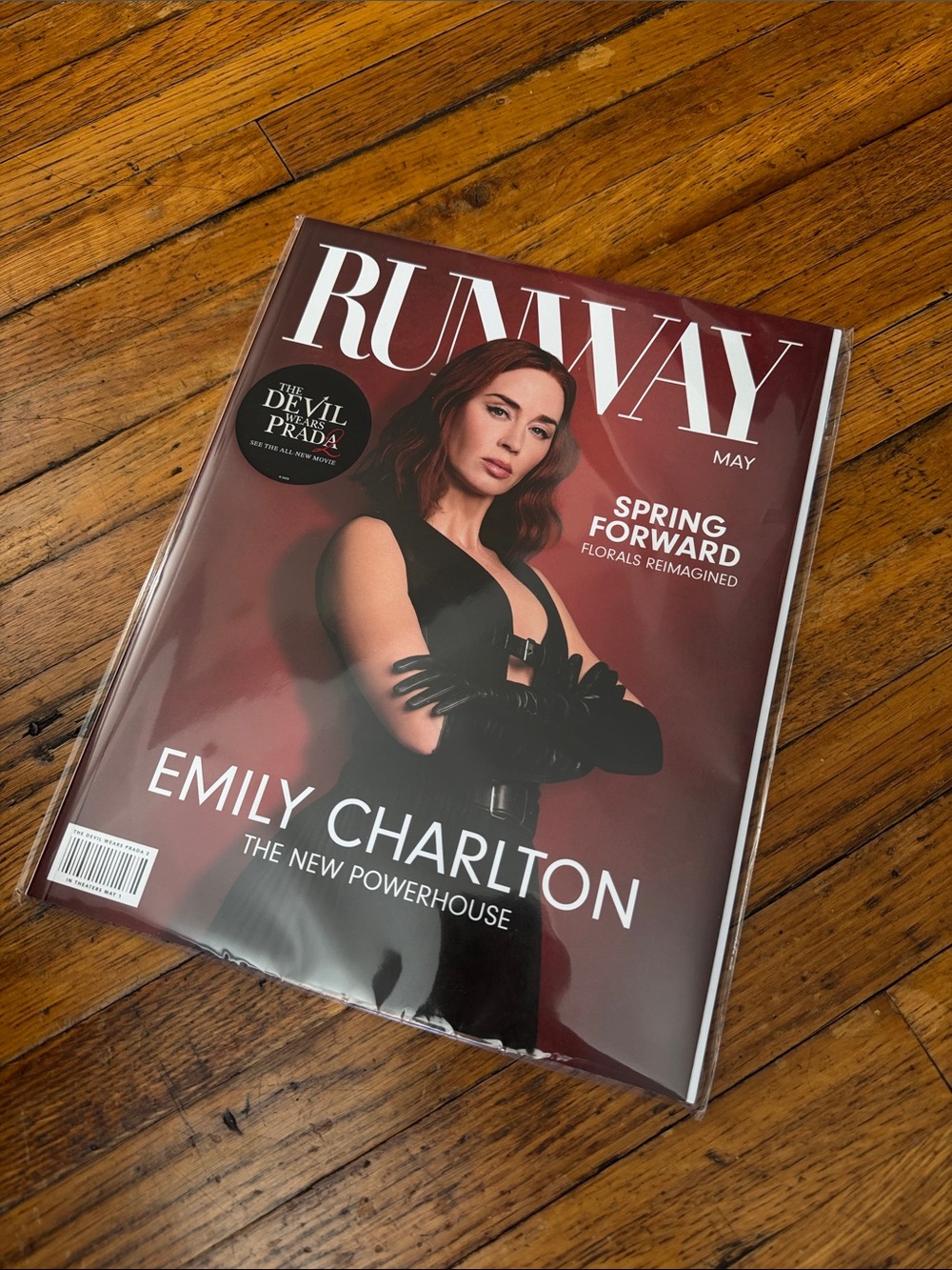 RUNWAY Magazine May Issue - Burgundy Cover with Emily Charlton